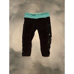 lululemon athletica Black and Aqua Leggings